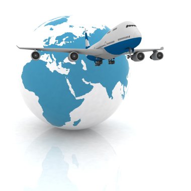 Airliner with a globe clipart