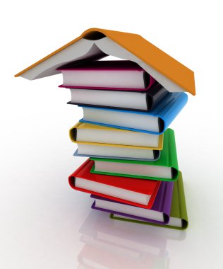 Book pile and inverted open book clipart