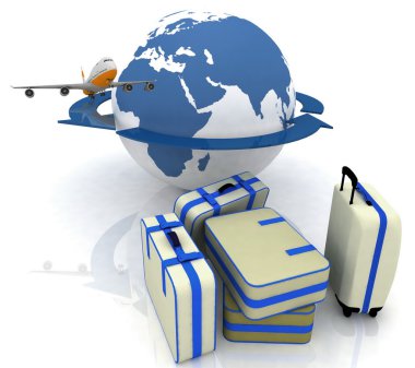 Luggage for a round-world voyage clipart