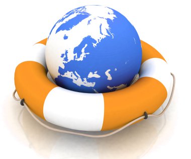 The globe and lifebuoy ring clipart