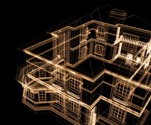3D-moderne architectuur — Stockfoto