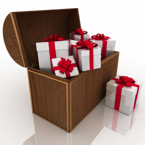Hazine sandığı hediye kutuları ile açın — Stok fotoğraf