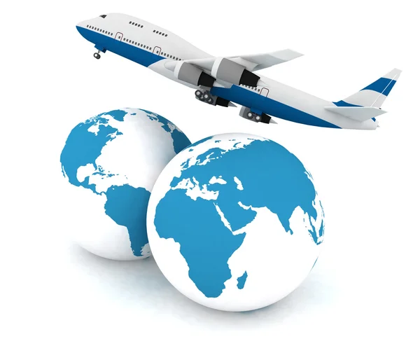 Uçağı iki küre ile — Stok fotoğraf