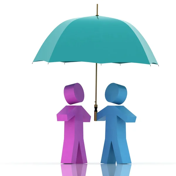 Dvě osoby s deštníkem — Stock fotografie