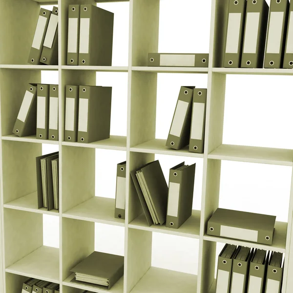 Kancelář bookshelf složky — Stock fotografie