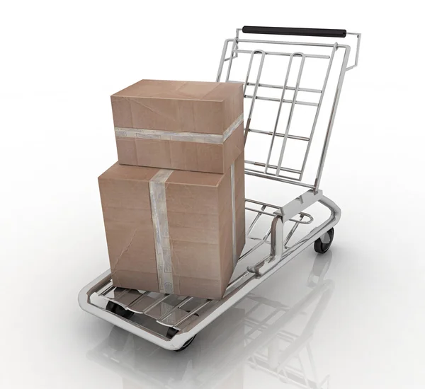 Hand truck with two cardboard boxes — Stock Photo, Image
