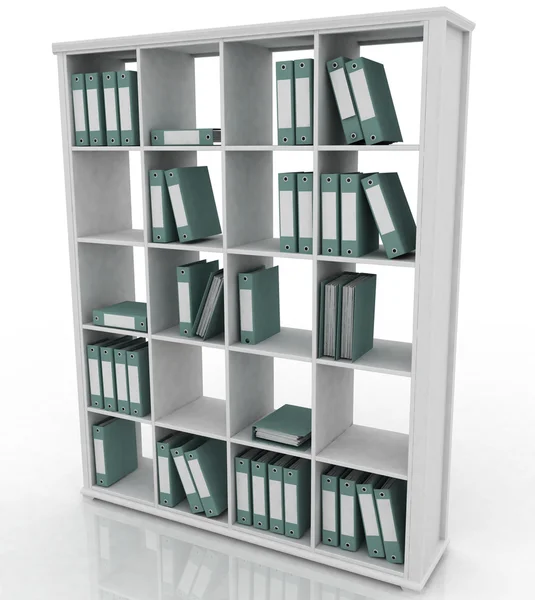 Büro Bücherregal mit Ordnern — Stockfoto