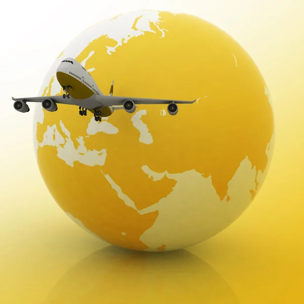 Samolot pasażerski z globusem — Zdjęcie stockowe