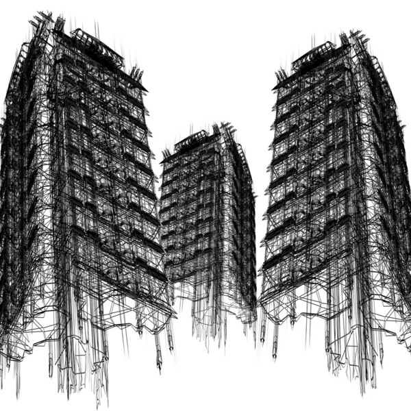 Τρεις αφηρημένη ουρανοξύστες — Φωτογραφία Αρχείου