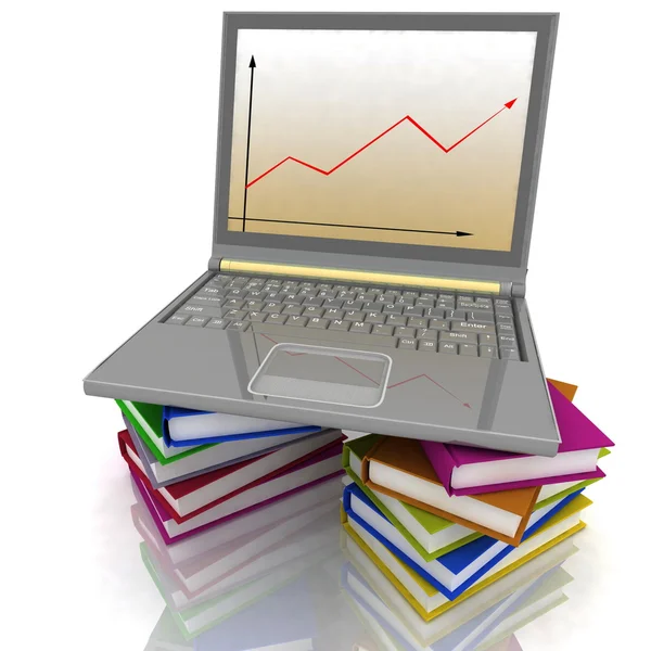 Office laptop and books — Stock Photo, Image