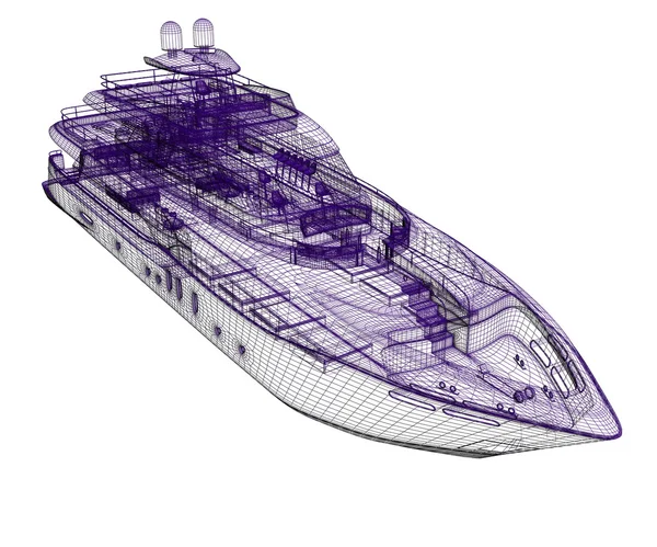 3d model yacht — Stock Photo, Image