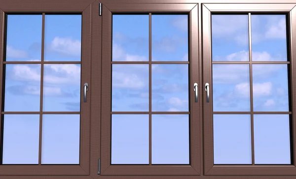 Небо сквозь деревянное окно — стоковое фото