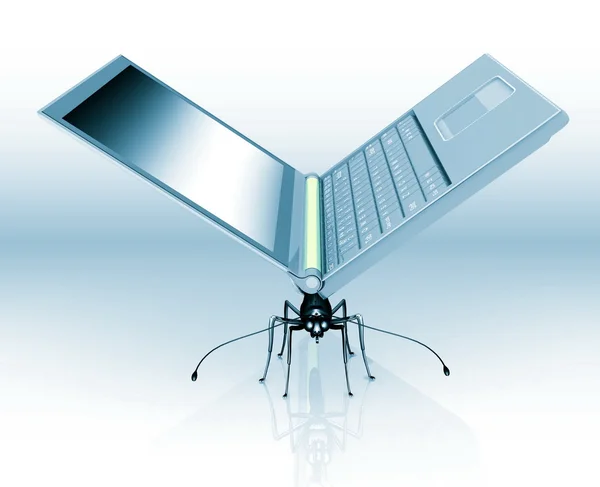 Een insect is vergelijkbaar met laptop — Stockfoto