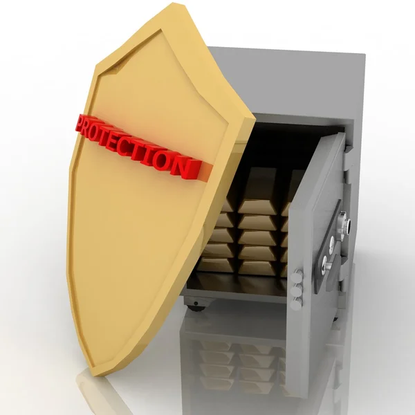 Steel safe with shield — Stock Photo, Image