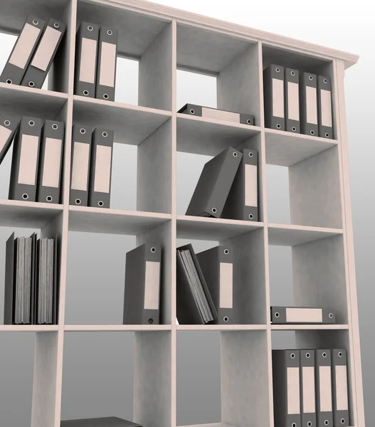 Bücherregal mit Bürogeräten — Stockfoto