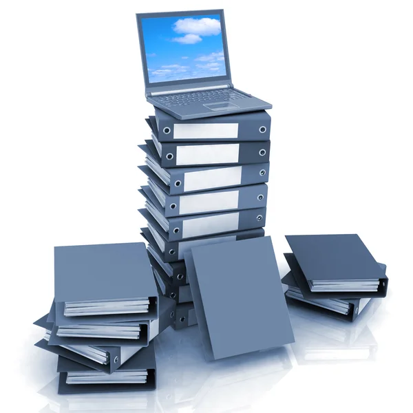Teczka na dokumenty i laptop — Zdjęcie stockowe
