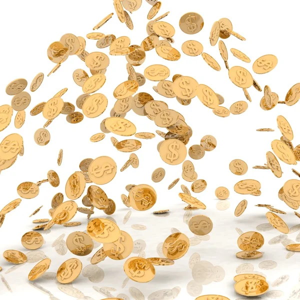 Rain from the golden coins — Stock Photo, Image