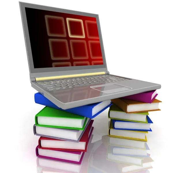 Laptop de escritório e livros — Fotografia de Stock