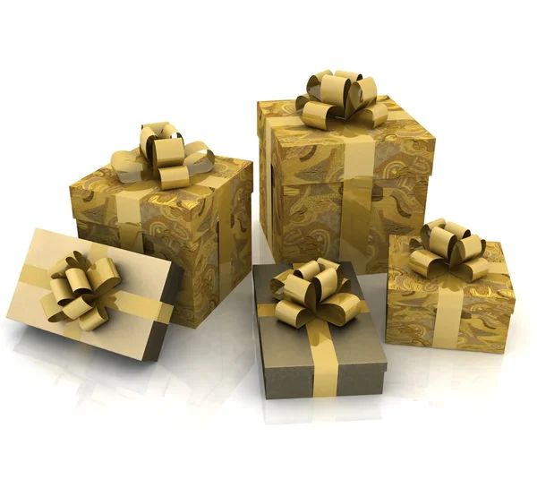 Schöne Geschenkboxen auf weißem Hintergrund — Stockfoto