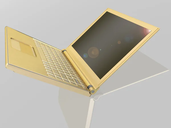 3d computer portatile d'oro — Foto Stock