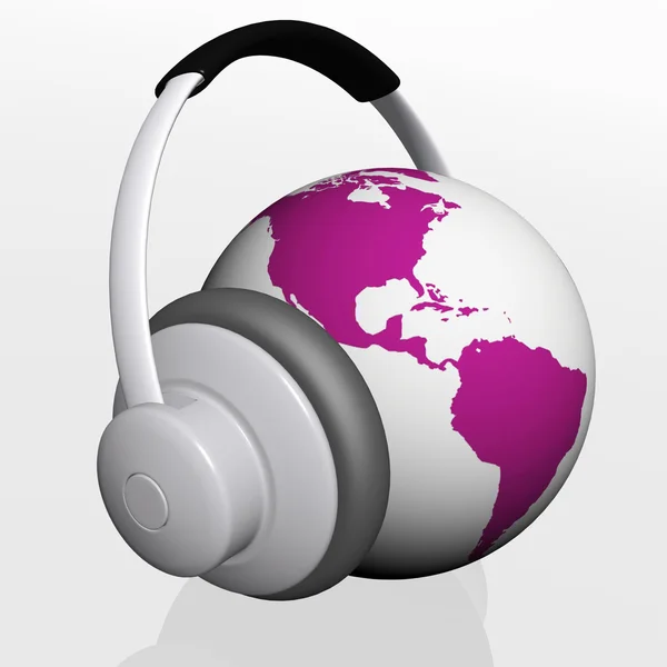 Headset on world globe — Stock Photo, Image