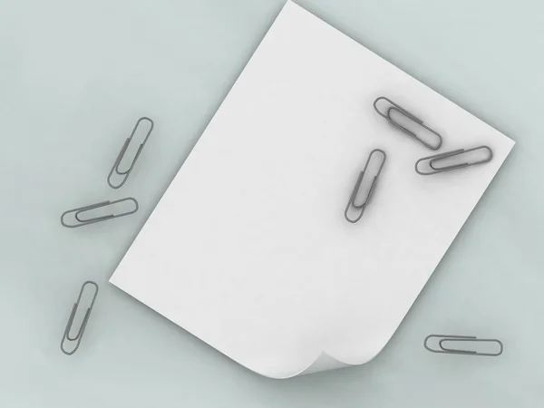 Blad van een papier en schrijfpapier clips — Stockfoto