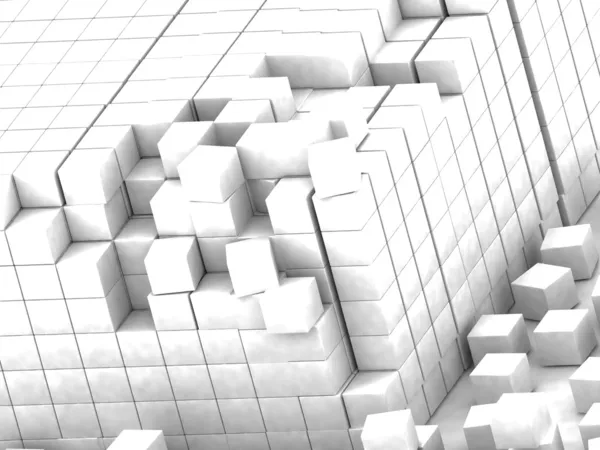 Damaged assembling of white blocks — Stock Photo, Image