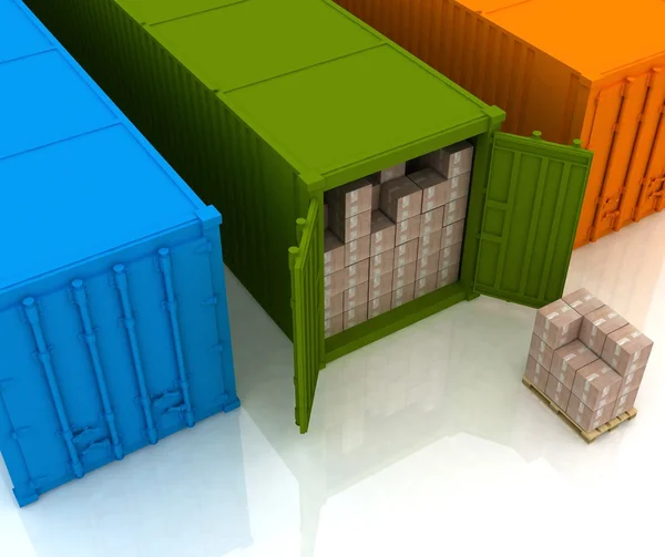 Krabice a kontejner — Stock fotografie