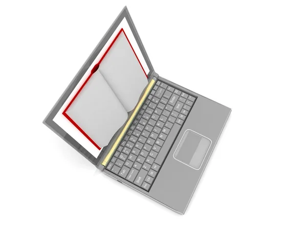 Открыть книгу рядом с современным ноутбуком — стоковое фото