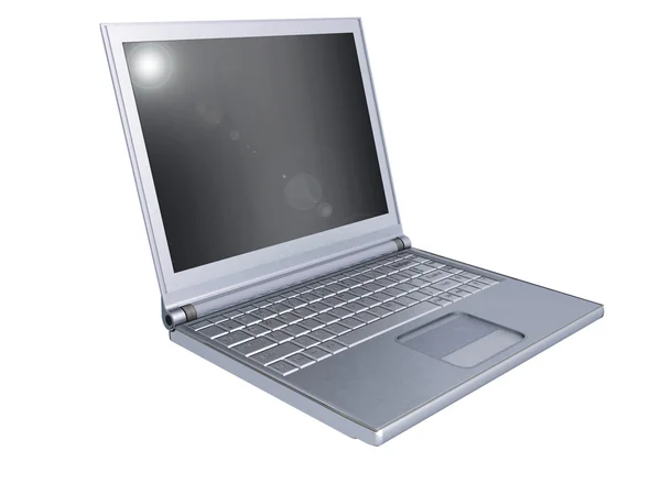 Silver laptop — Stockfoto