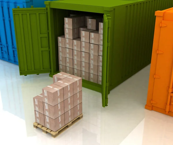 Boxes and container — Stock Photo, Image