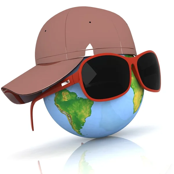 Globe is in dark eyeglasses — Stock Photo, Image