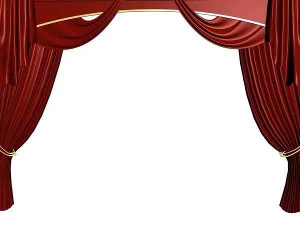 Open rode theater gordijn, achtergrond — Stockfoto