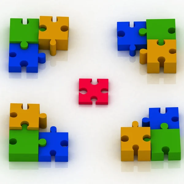 퍼즐의 3d 구성 — 스톡 사진