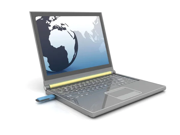 USB-Flash-Speicher und Laptop — Stockfoto