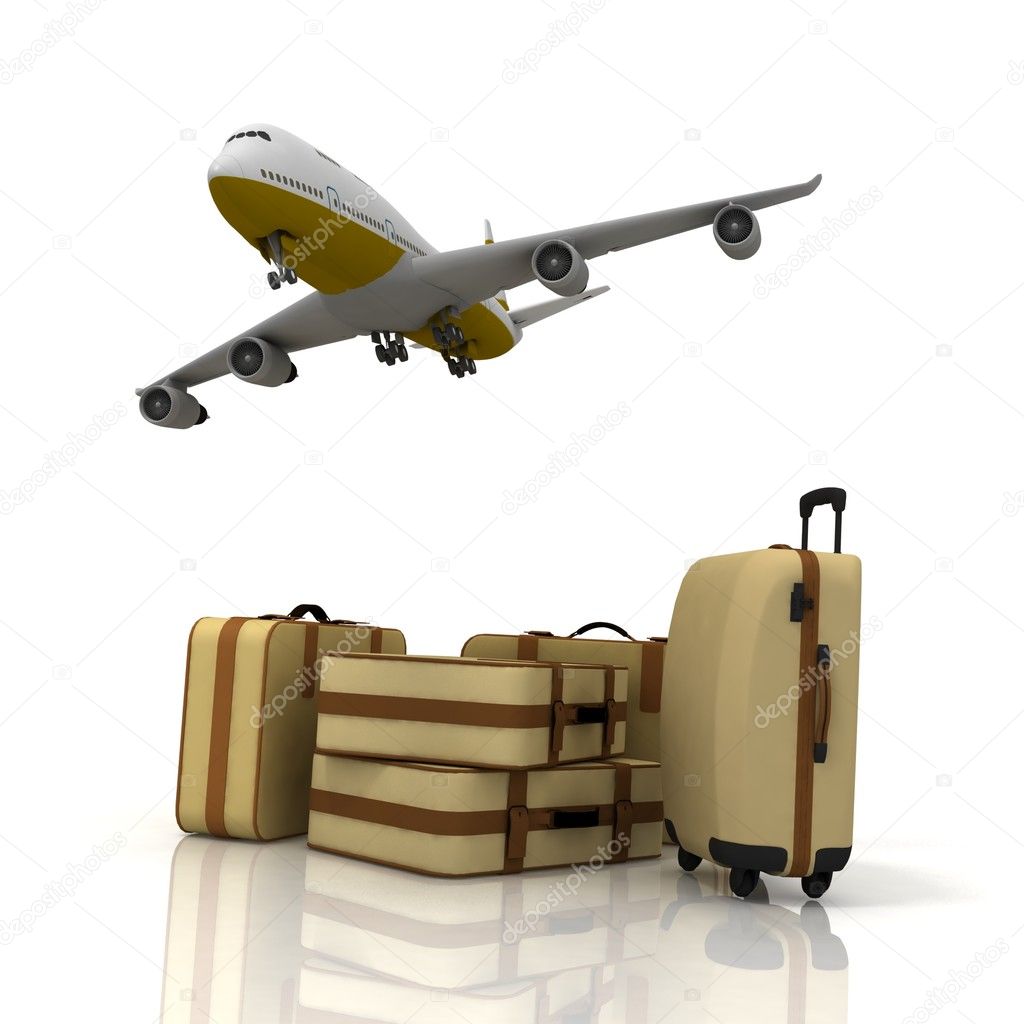 Airliner and suitcase