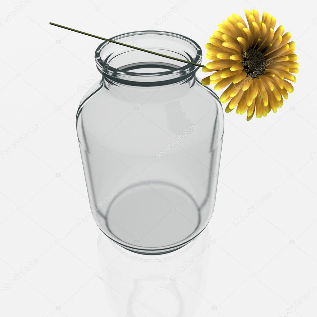 Jar with a orange gerber flower