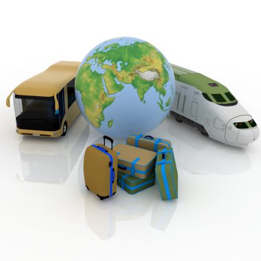 Types of above-ground passenger transport and globe clipart