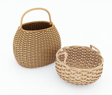 Empty wicker baskets clipart