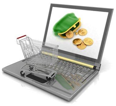Shopping-cart and laptop clipart