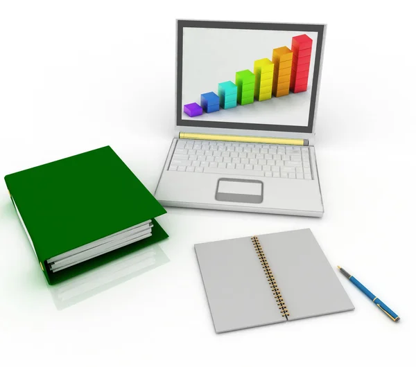 Laptop e outras ferramentas para o trabalho — Fotografia de Stock