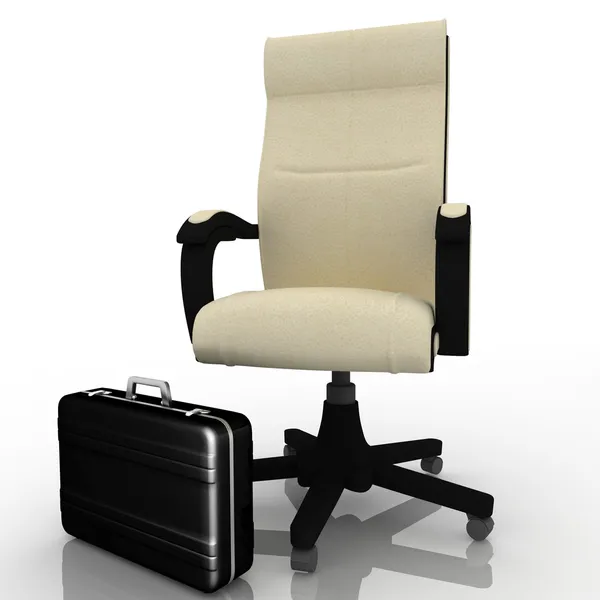 办公室的扶手椅和商务公文包 — 图库照片