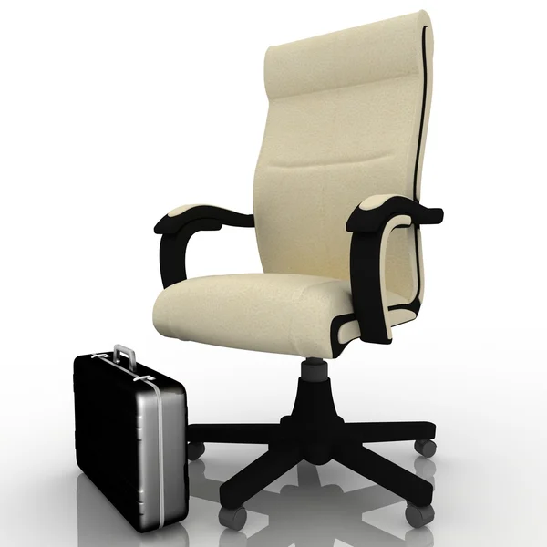 Офисное кресло и деловой портфель — стоковое фото