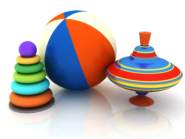 Child's toys pyramid, top, ball — Stock Photo, Image
