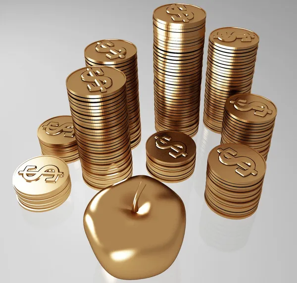 Gouden appels en munten — Stockfoto