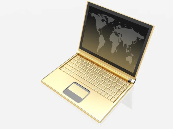 Laptop ouro — Fotografia de Stock