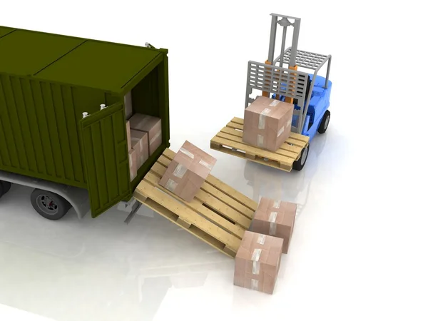 Lastning av lådor är isolerad i en behållare — Stockfoto