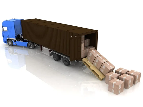 Contenedor de camión con cajas —  Fotos de Stock