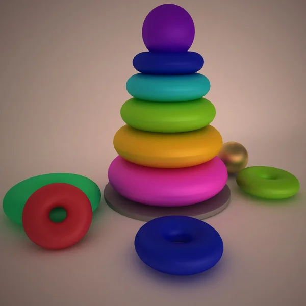Kolorowe drewniane piramidy zabawki — Zdjęcie stockowe