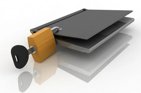 Laptop closed on the lock — Stock Photo, Image
